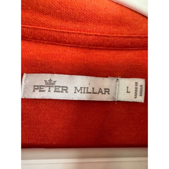 Peter Millar Mens Full-Zip Jacket L Orange Stretch Cotton Blend Casual Lightweig - Picture 2 of 4